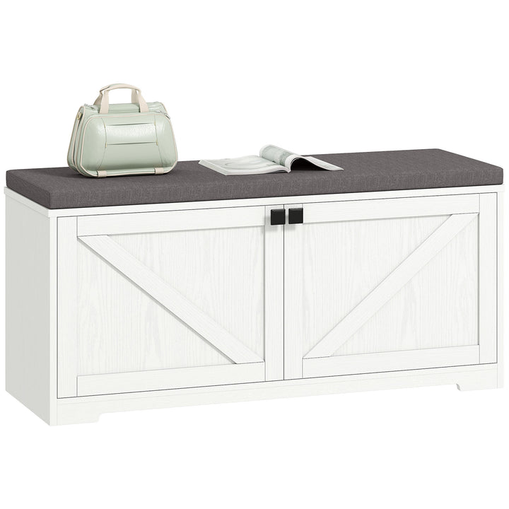 HOMCOM Shoe Storage Bench with Padded Seat, Entryway Bench Holds up to 352 lb, Shoe Organizer, 8 Pairs, Light Grey