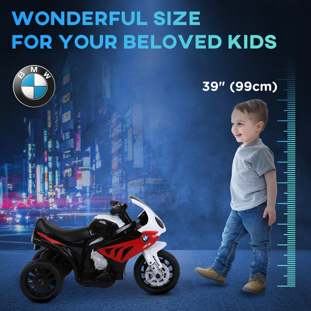 Aosom Kids Motorcycle, 6V Battery Powered Toddler Motorcycle with Headlight, Music, 3 Wheels Electric Motorcycle for Kids, Licensed BMW, Gift for Boys & Girls -Black