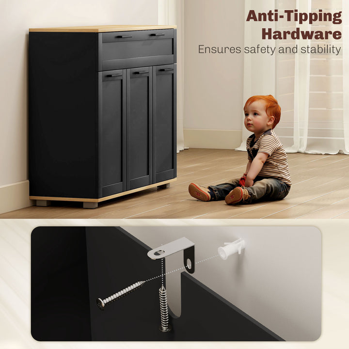 HOMCOM Sideboard Buffet Cabinet, Modern 40" Coffee Bar Cabinet with Wide Drawer, 3 Doors and 2 Adjustable Shelves, White