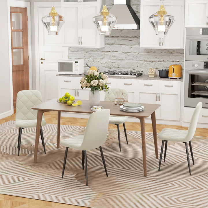 HOMCOM Dining Chairs Set of 4, Upholstered Dining Room Chairs with Steel Legs, Modern Kitchen Chair for Dining Room, Grey