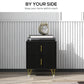 HOMCOM Bedside Table, Modern Nightstand with 2 Drawers, Side End Table with Metal Legs for Living Room, Bedroom, Black