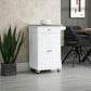 HOMCOM Kitchen Cart, Small Kitchen Island, Stainless Steel Top Utility Trolley on Wheels with Storage Drawer for Dining Room, Kitchen (White)