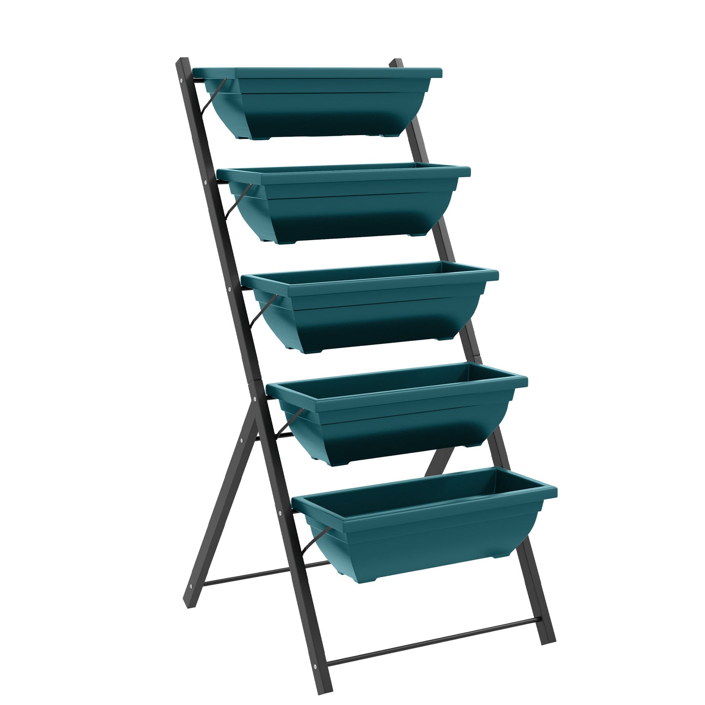 Outsunny 5-Tier Raised Garden Bed with 5 Planter Box, Outdoor Plant Stand Grow Containers with Leaking Holes, Brown