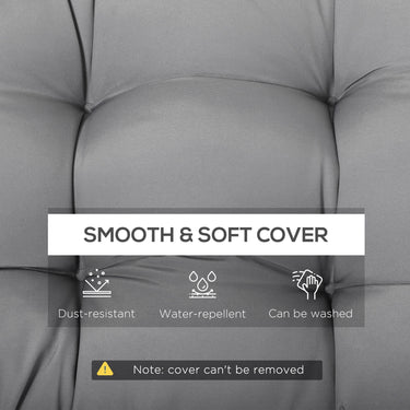 Outsunny Set of 2 Patio Bench Replacement Cushions, 2 Seater Outdoor Loveseat Cushion Seat Pad, 43" x 19" x 3", Grey