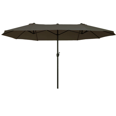 Outsunny 15' Double-Sided Patio Umbrella Parasol Sun Shelter Canopy Shade Grey