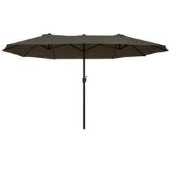 Outsunny 15' Double-Sided Patio Umbrella Parasol Sun Shelter Canopy Shade Grey
