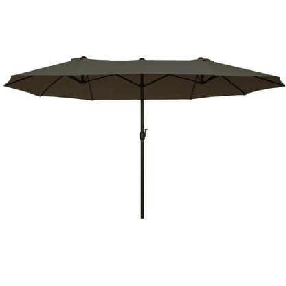 Outsunny 15' Double-Sided Patio Umbrella Parasol Sun Shelter Canopy Shade Grey