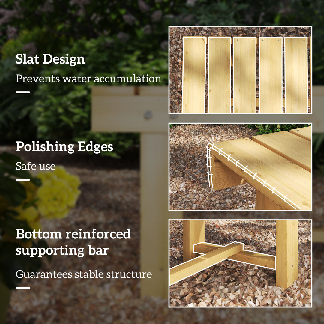 Outsunny 43" Wood Outdoor Bench, 2 Person Patio Bench, Backless Outdoor Patio Loveseat with Slatted Seat for Park, Backyard, Lawn, Natural Wood