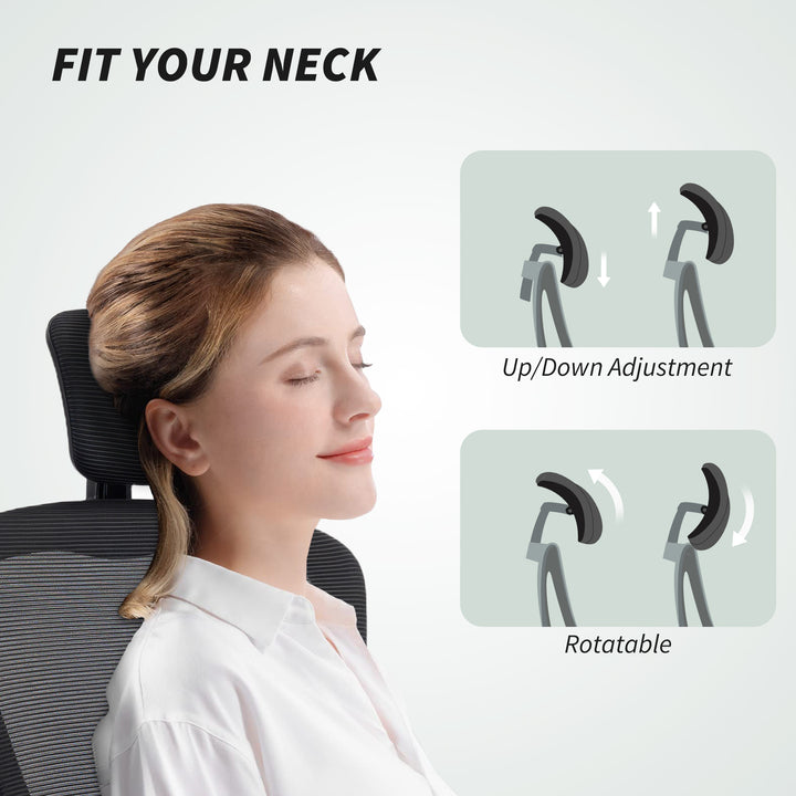 HOMCOM Ergonomic Office Chair, Mesh Desk Chair with Adjustable Headrest, Lumbar Support and Height, Tilt Function, Light Green