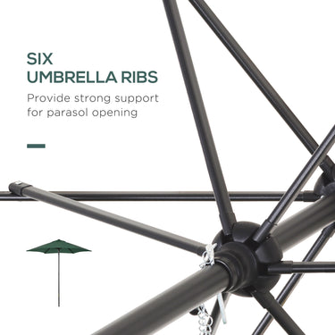 Outsunny 6.6FT Patio Umbrella, Outdoor Parasol with 6 Solid Ribs, Green