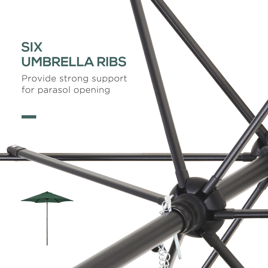Outsunny 6.6FT Patio Umbrella, Outdoor Parasol with 6 Solid Ribs, Green