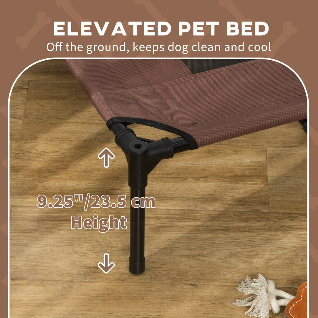 PawHut Elevated Dog Bed with Canopy, Portable Raised Dog Cot for XL Sized Dogs, Indoor & Outdoor, 48" x 36" x 43", Coffee