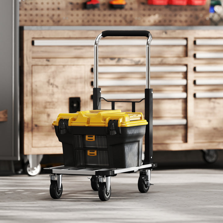 HOMCOM 330 lbs Heavy Duty Hand Truck, Folding Trolley, Dolly with Adjustable Handle and Extendable Platform, Silver and Black