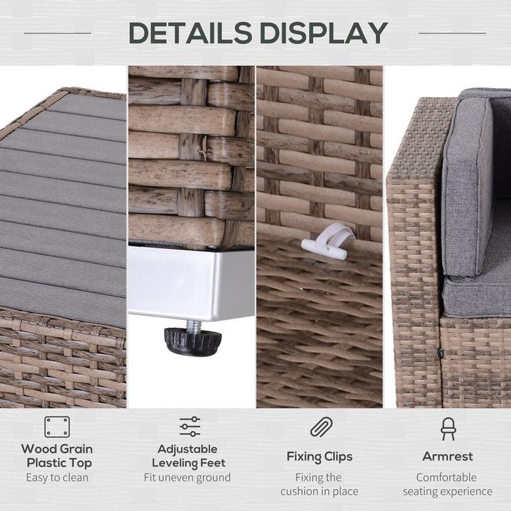 Outsunny 7-Piece Patio Furniture Sets Outdoor Wicker Conversation Sets All Weather PE Rattan Sectional Sofa, Grey