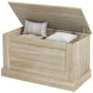 HOMCOM 31.5 Inches Storage Chest, Storage Trunk with Safety Hinge, Wooden Box for Living Room, White Wood Grain