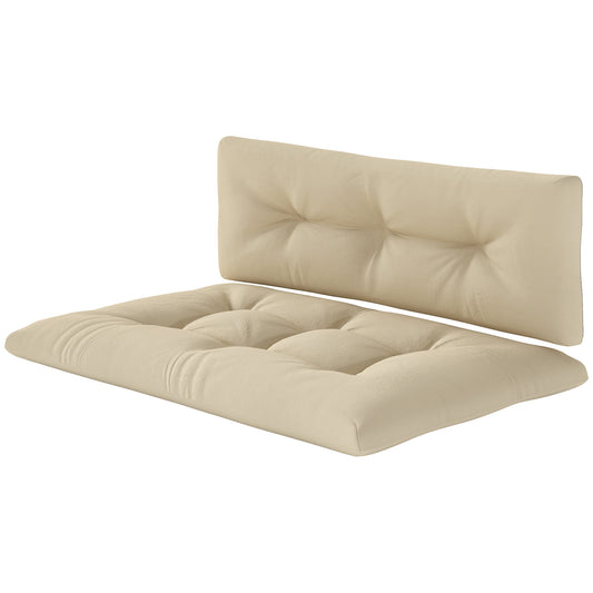 Outsunny 2-Piece Pallet Cushion Set, Outdoor 3.9" Thick Replacement Pallet Sofa Cushions, Tufted Replacement Pads for Garden Patio, Beige