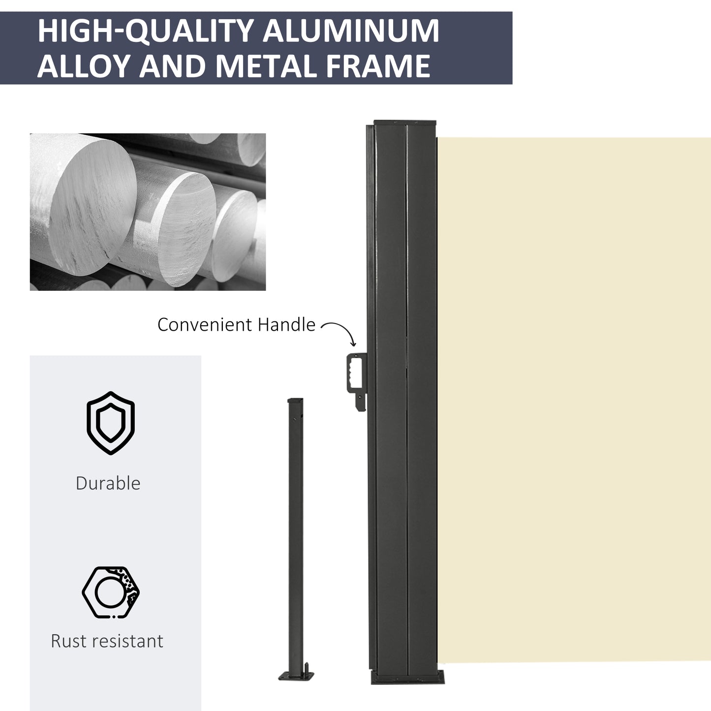 Outsunny Double Retractable Side Awning, 236" x 63" Outdoor Privacy Wall, Patio Screen for Garden, Balcony, Backyard, Grey