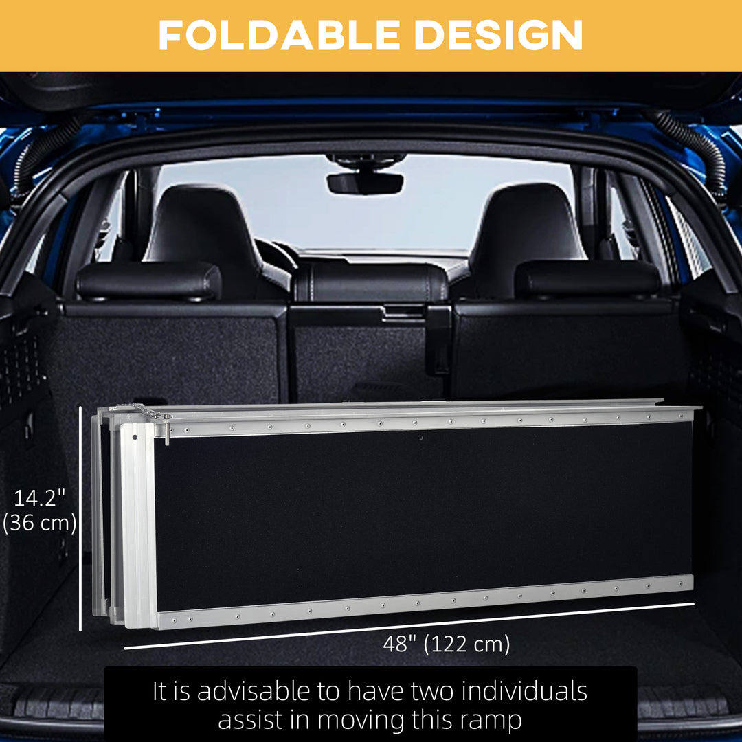 HOMCOM 8ft Wheelchair Ramp, Non-Slip Aluminum Folding Handicap Ramp, Suitable for Door Thresholds, Home Steps, Cars, Scooters, Carts, and Stairs