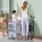 Qaba Step Stool with Safety Rail and Support Handles Kitchen Counter Step-up Helper
