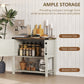 HOMCOM Farmhouse Kitchen Storage Cabinet, Free Standing Sideboard Console Table with Barn Doors, Bottom Shelf, White