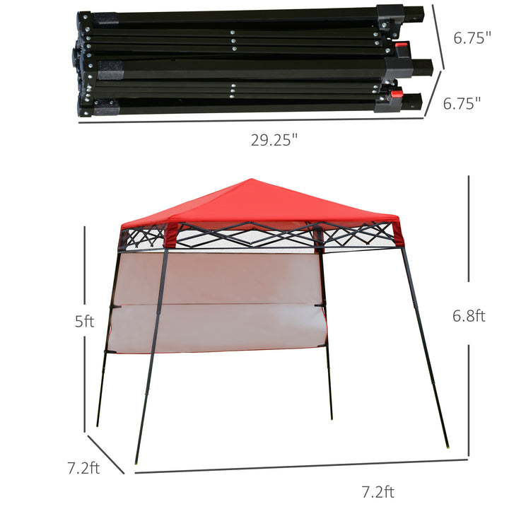 Outsunny 7' x 7' Garden Foldable Pop Up Gazebo Tent with Backpack & Adjustable Legs Outdoor Party Canopy, Blue & Black