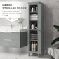 kleankin Tall Bathroom Cabinet, Freestanding Storage Organizer with Adjustable Shelves and Cupboards, 15" x 13" x 63", White
