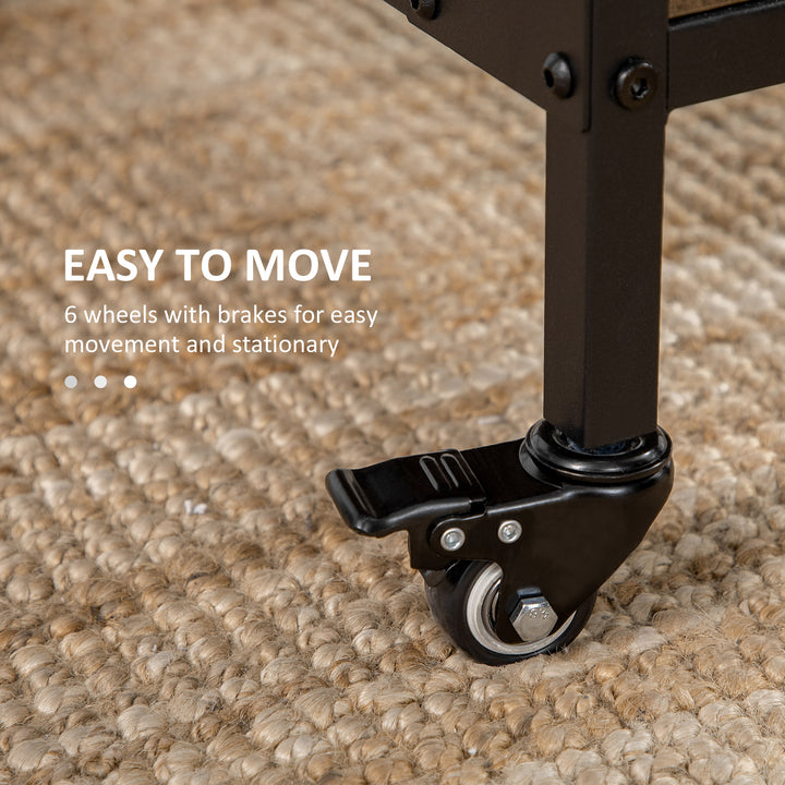 HOMCOM Folding Dining Table, Extendable Kitchen Table for Small Spaces with Storage Shelf and 6 Wheels, Light Brown