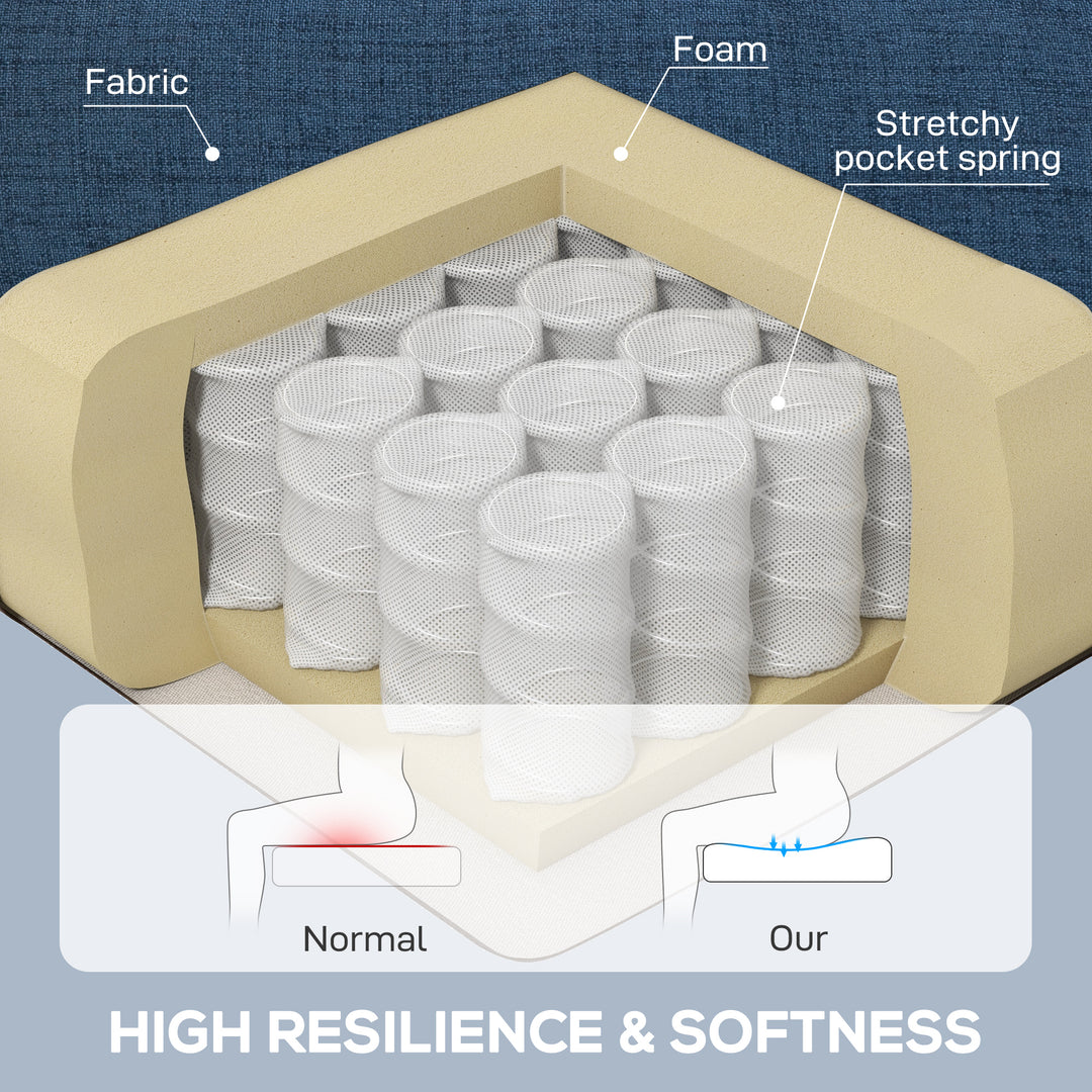 HOMCOM Fabric Accent Chair, Button Tufted Armchair, Upholstered Modern Living Room Chair, Wingback Chair with Wood Legs, Rolled Arms, Thick Padding for Bedroom, White