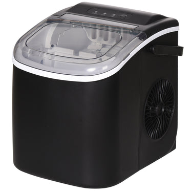 HOMCOM Portable Ice Maker Countertop with Handle, Self Cleaning Ice Maker Machine with Scoop and Basket, 26lbs/24Hrs, Black