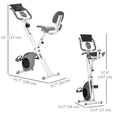 Soozier Folding Exercise Bike, Indoor Stationary Bike with 8-Level Magnetic Resistance and LCD Monitor, for Cardio Workout, Grey