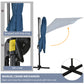 Outsunny 8' x 8' Square Patio Hanging Offset Umbrella with 360Â° Rotation, Aluminum Outdoor Cantilever Parasol with Crank & Tilt, Sun Canopy Shelter with Cross Base, Dark Blue
