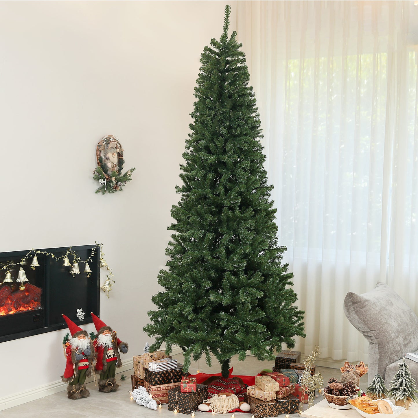 HOMCOM 6ft Artificial Christmas Trees with Auto Open and Steel Base, Green