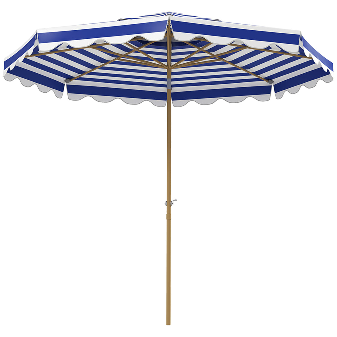 Outsunny 9FT Patio Umbrella with 8 Ribs, Crank, Tilt, UPF 50+, 2-Tier Vent for Garden, Deck, Poolside, Blue