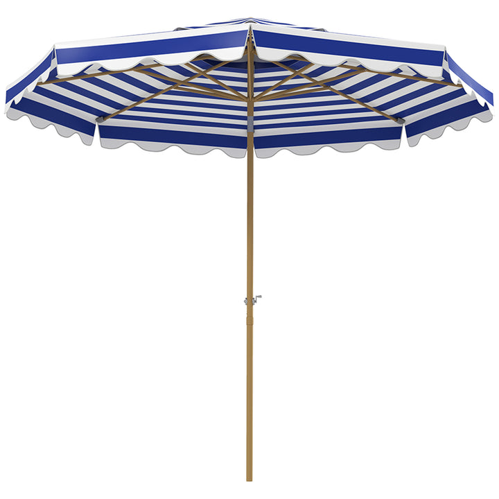 Outsunny 9FT Patio Umbrella with 8 Ribs, Crank, Tilt, UPF 50+, 2-Tier Vent for Garden, Deck, Poolside, Blue