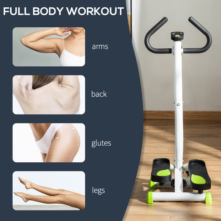 Soozier Twist Stepper Exercise Machine with Adjustable Resistance, LCD Screen - White & Green