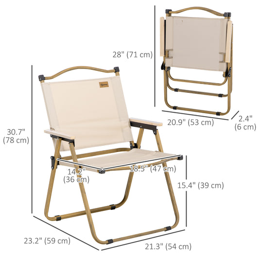 Outsunny Camping Chair, Lightweight Folding Chair, Portable Armchair, Excellent for Festivals, Fishing, Khaki