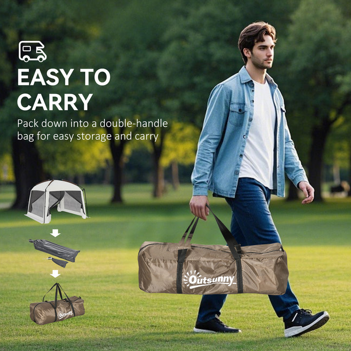 Outsunny 10' x 10' Screen Tent, UV50+ Protection Outdoor Screen House with Carry Bag & Ground Stakes, Fits 6-8 People, White