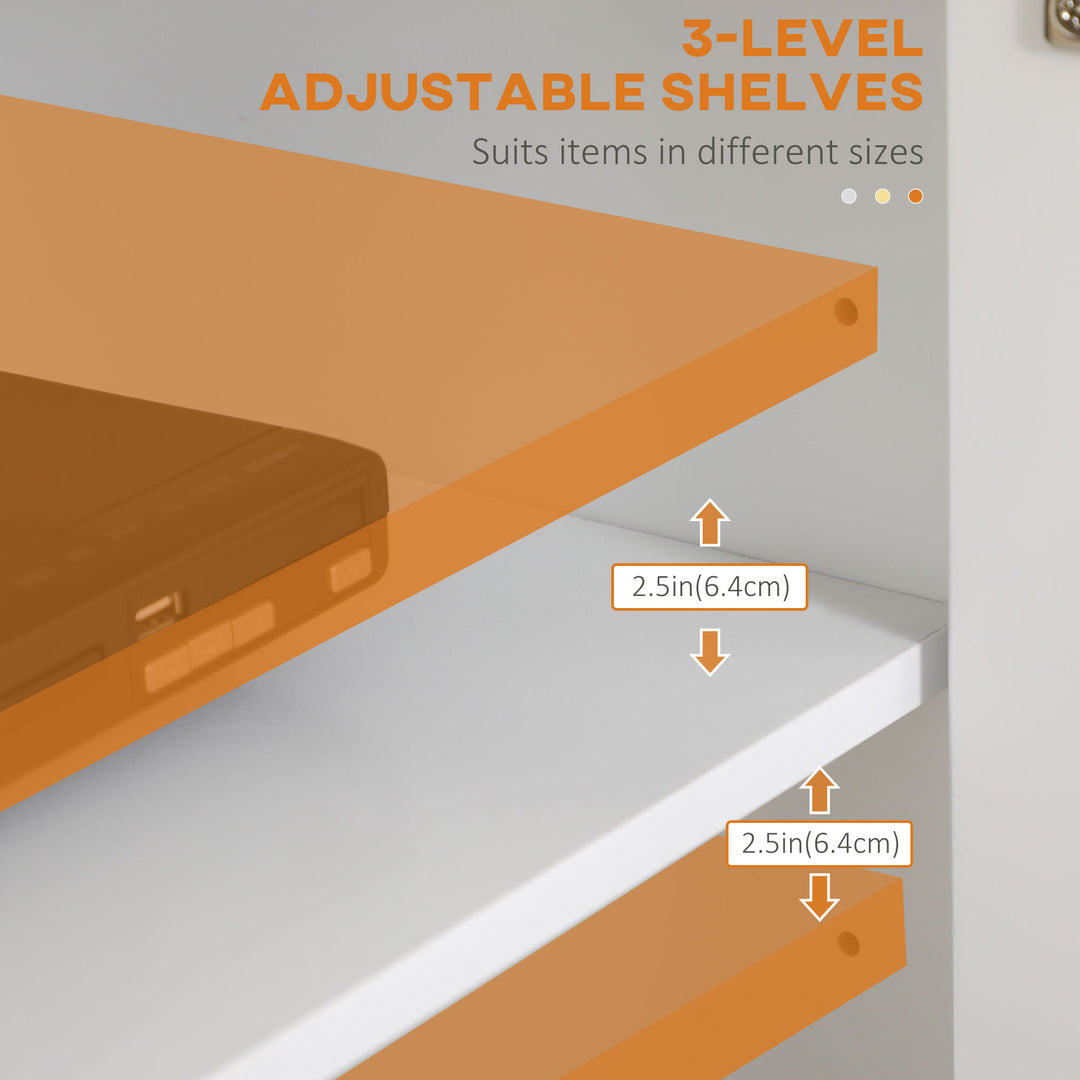 HOMCOM Sideboard Cabinet Buffets Table with Barn Style Doors TV Cabinet Stand for TVs up to 65" with 4 Cable Holes White