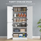 HOMCOM 70" 4-Door Storage Cabinet, Freestanding Pantry Cabinet with Adjustable Shelves for Living Room, Natural
