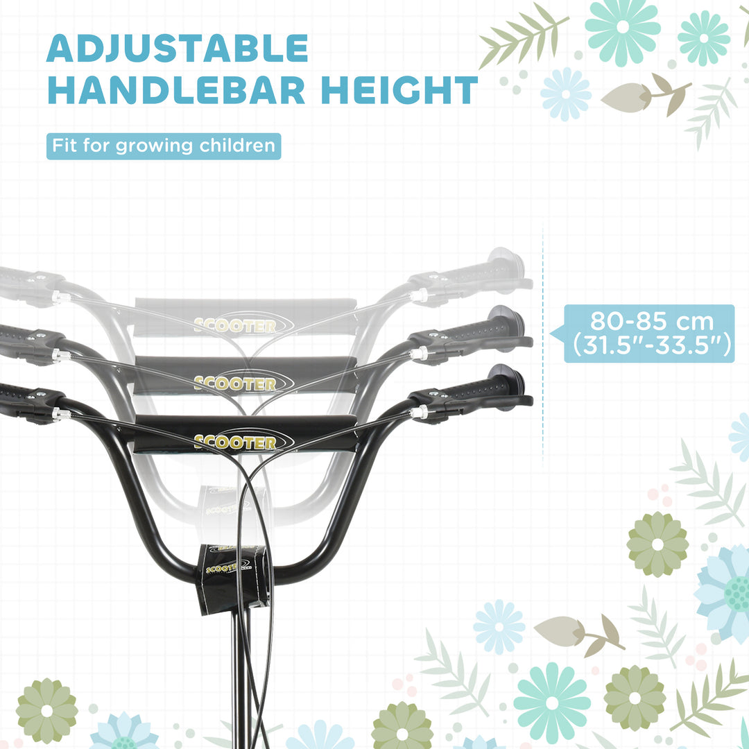 Aosom Dual Brakes Kick Scooter 12-Inch Inflatable Front Wheel Ride On Toy for Age 5+, Black