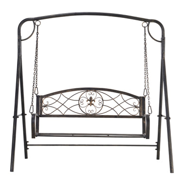 Outsunny 2 Seater Porch Swing Chair, Weather Resistant Outdoor Swing Seat with Metal Frame for Garden, Backyard, Lawn, Black