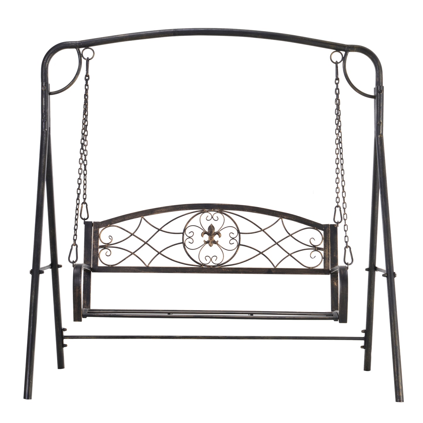 Outsunny 2 Seater Porch Swing Chair, Weather Resistant Outdoor Swing Seat with Metal Frame for Garden, Backyard, Lawn, Black