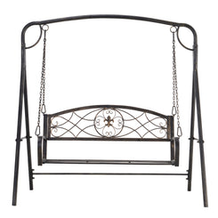 Outsunny 2 Seater Porch Swing Chair, Weather Resistant Outdoor Swing Seat with Metal Frame for Garden, Backyard, Lawn, Black