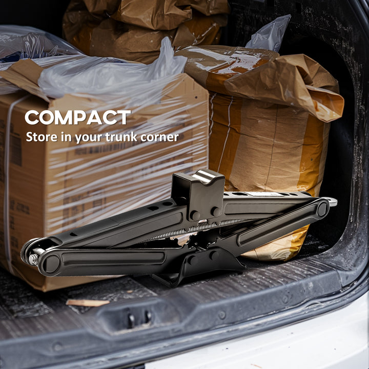 HOMCOM Steel Car Jack, Portable Scissor Jack, 2 Ton (4400 lbs) Capacity for Auto Sedan SUV MPV Tire Changes & Repairs, Black