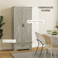HOMCOM 72" Farmhouse Pantry Cabinet with Adjustable Shelves, Kitchen Pantry Cabinet with 2 Doors, Distressed Light Grey