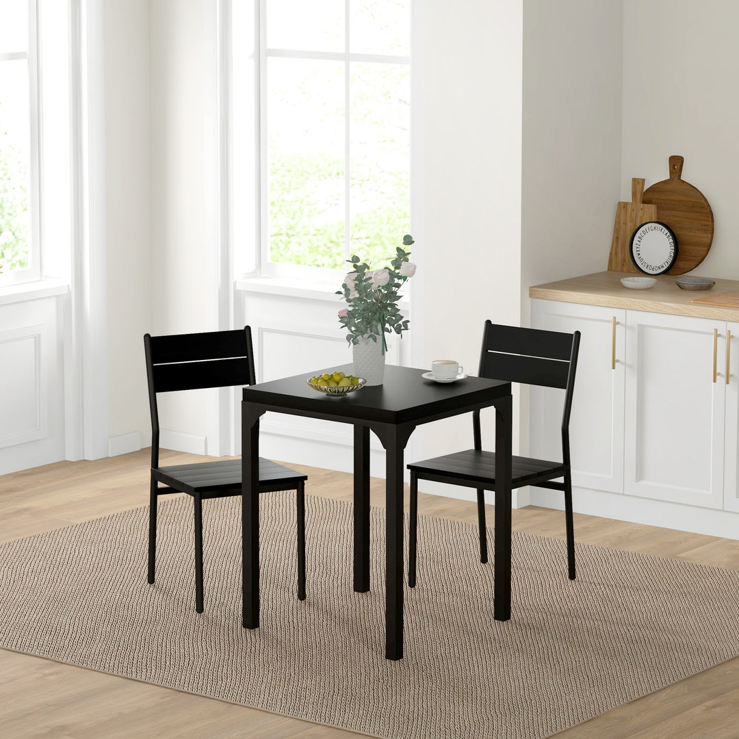 HOMCOM Dining Table Set for 2, 3 Piece Kitchen Table and Chairs with Metal Legs for Small Spaces, Natural Wood
