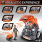 Qaba Kids Truck Engine Toys for Boys Girls 3 4 5 Years Old, Toddlers Construction Educational Repair Car Tool Set with Light and Sound, Orange