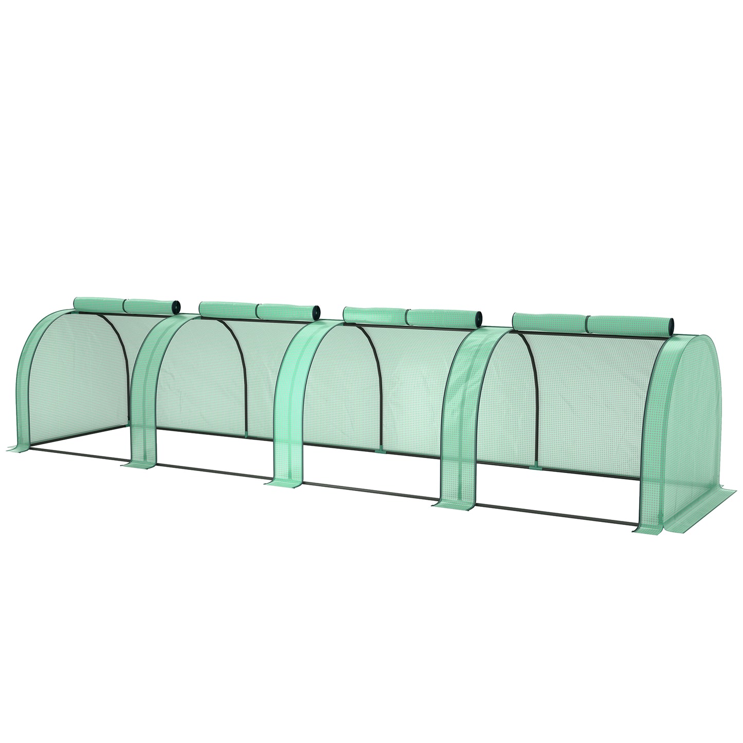 Outsunny Mini Tunnel Greenhouse with PE Cover Garden Green Grow Shed with Steel Frame Zipped Doors, Green