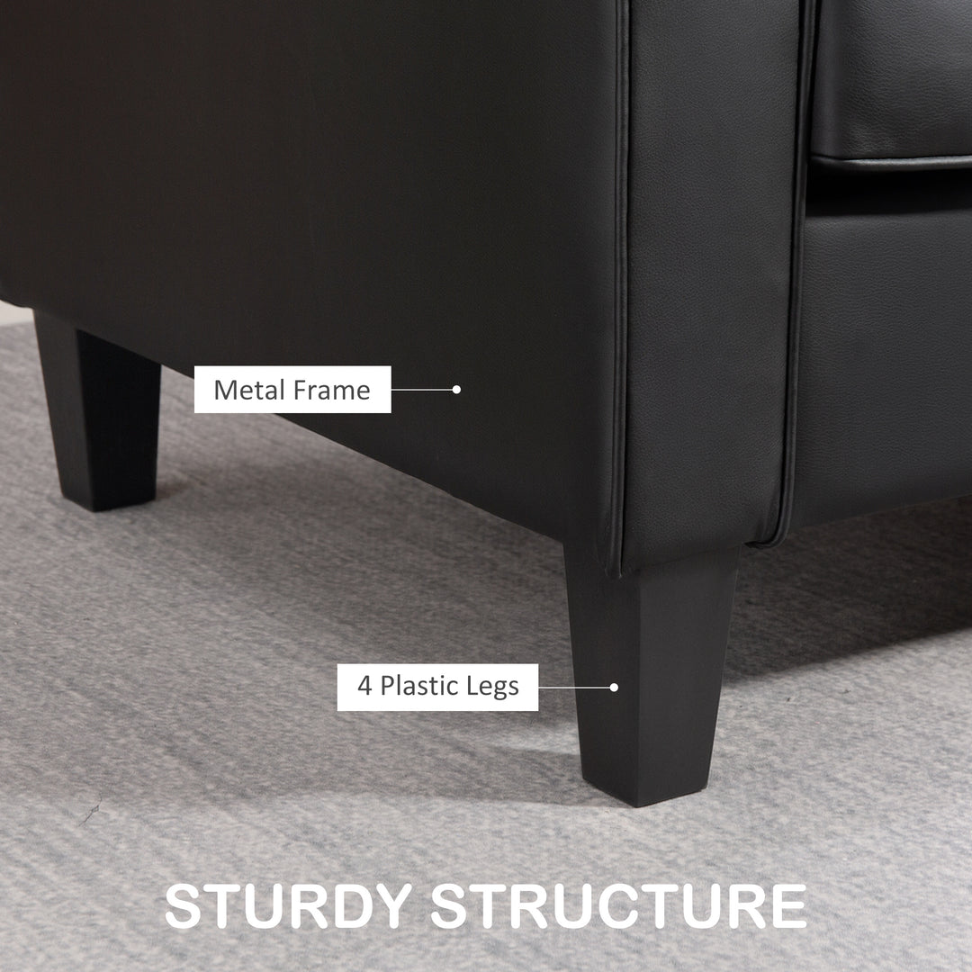 HOMCOM 51" PU Leather Loveseat, Upholstered Double Sofa Couch with Armrests, Tufted Backrest, Pocket Spring and Sponge Padded Cushion for Living Room, Bedroom, Home Office, Brown