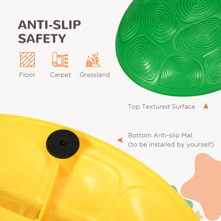 Outsunny 12 PCs Balance Stepping Stones for Kids with Anti-slip Mat, Turtle Shell Design, for Ages 3-8 Years, Stackable